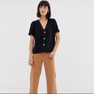 ASOS Cropped Black Button Up